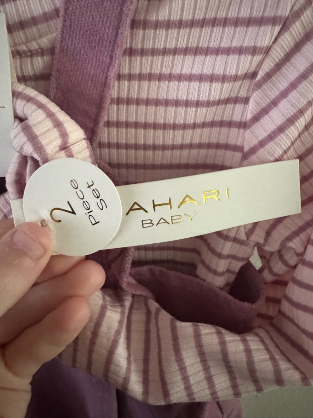Tahari Baby Mauve Pinafore Dress with Striped Top - Picture 5 of 5